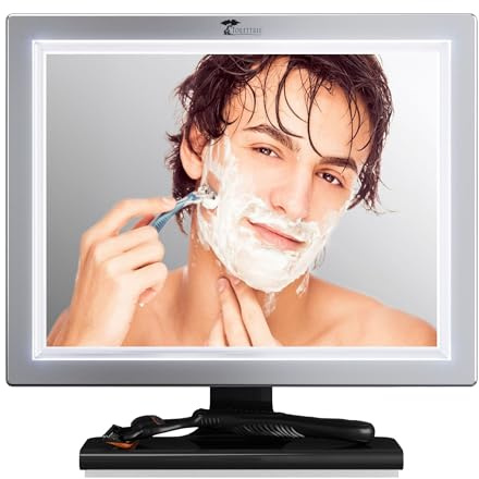 Toilettree - Miroir de douche LED antibuée avec raclette - grande taille