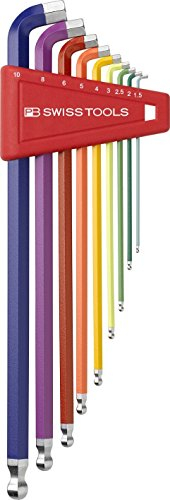 PB Swiss Tools PB 2212LH-10 RB Ballend hex wrench set long stubby tip rainbow by PB Swiss