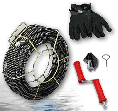 PROFI HAND- ROHRREINIGUNGSSPIRALE 22MM, FÜR ROHRE Ø AB 100 MM. SPITZEN QUALITÄT MIT ZUBEHÖR - IM SET SIND 12 METER LANG, JEDOCH BELIEBIG VERLÄNGERBAR