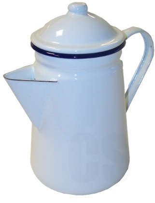 FALCON White Enamel Tall Coffee Pot with Handle & LID Tea TEAPOT 1.5L - Camping