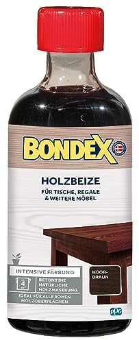 Bondex Holzbeize Moorbraun 0,25 L für 4,25 m² | Intensive Färbung | Betont die natürliche Holzmaserung | Vorbehandlung | seidenmatt | Holzbeize | Holzpflege