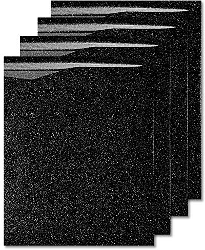MiPremium Glitter Black Heat Transfer Vinyl HTV, Glitter Iron On Vinyl (Pack of 4 Sheets), for T Shirts Sports Clothing, Garments & Fabrics, Easy Weed & Press Glitter HTV Vinyl (Glitter Black)