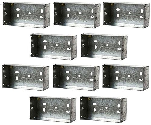Pack of 10 Double Metal Back Box 35mm Deep Socket Switch Backbox
