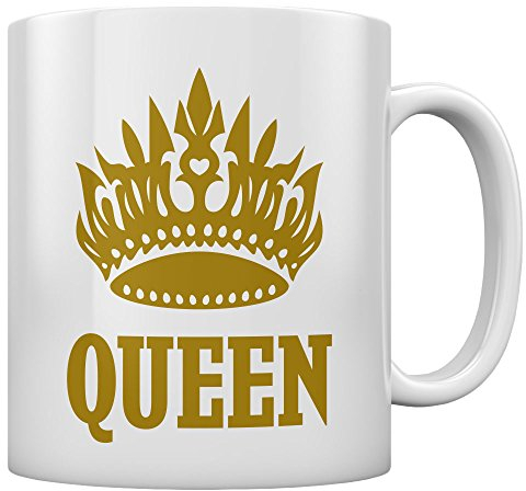 Queen mit goldener Krone RIP Queen Elizabeth 2022 Kaffeetasse Tee Tasse Becher 11 Oz. Weiß