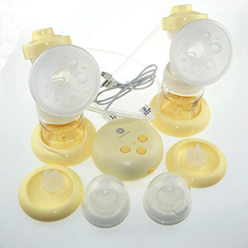 Glorich Electric Double Breast Pump Breastfeeding Pump for Nursing Moms,Germany Imported PPSU Materials,FDA and CE Dual Certified, Micro USB Port,Ultra-Small Streamlined Design(Yellow in Milk White)