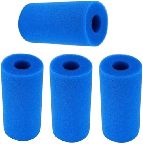 KAHEIGN 4 Pièces Filtre de Piscine, Réutilisable Lavable Mousse Filtre de Spa Éponge à Cartouche pour Intex Type A (Bleu)