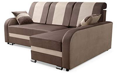 Robin Inspire Bari Ecksofa L-Form Schlafsofa Rechts Braun Rabbit | Schlaffunktion, Bettkasten, Kissen, freistehende Eckcouch, Wohnlandschaft, Sofa fürs Wohnzimmer