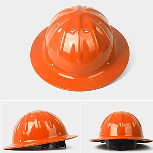bauhelm Aluminiumhelm Bauhelm VerstäRktes Blatt 4-Punkt-Nietschnalle Schlagfestigkeit und DurchstoßFestigkeit(Orange)