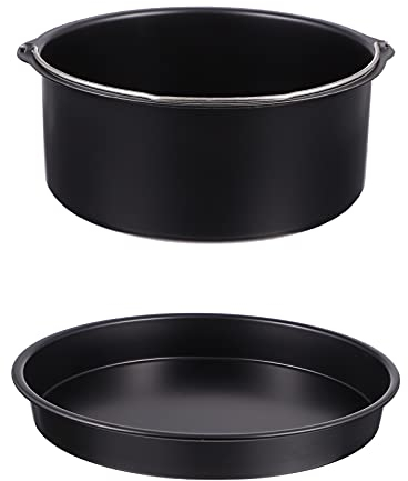 SOLUSTRE 2 Stück Luftfritteuse Zubehör Kuchenform Backformen Backform Cake Pan Pizzaform Kuchenformen Heißluftfritteuse 3. 5-5. 8QT Airfryer Ersatz für Kuchen Pizza Waffeln Eier Fleisch Gemüse