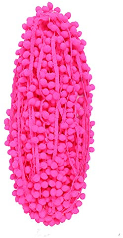 YYCRAFT 9,1 m Kugelfransen, 2,5 cm breit, Pompon-Besatz, Band zum Nähen (Pompon-Größe: 15 mm, Shocking Neon Pink)