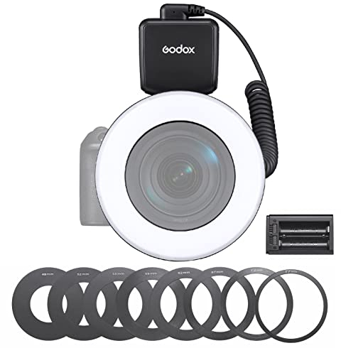 GODOX RING72 Makro LED Videoleuchte Professionelle Fotografie Fülllicht 72PCS LED Bead Farbtemperatur 5600K 10 Helligkeitsstufen Einstellbar mit 49mm-77mm Adapterring