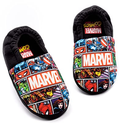Marvel Avengers Slippers For Boys Girls | Kids Comic House Shoes | Captain America Iron Man Spider-Man Merchandise Gifts For Him | Foam Slip On Loafers