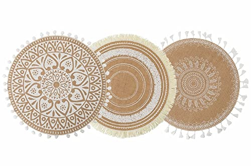 Villa d'Este Home Tivoli Set 6 Tovagliette tonde 38 cm in juta, White, 5908803