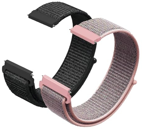 KUBFDL Nylon Fabric Uhrenarmband, 20mm/22mm mit Smartwatch Armband Schnellverschluss für Herren Damen, Verstellbare Aatmungsaktive Gewebte Sportbänder, Watch Straps für Herren Damen 2 Stück