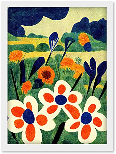 Doppelganger33 LTD Henri Matisse Style Meadow Flowers Iris Artwork Framed Wall Art Print A4