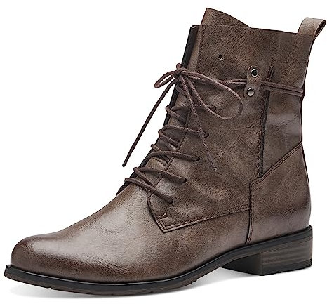 MARCO TOZZI Stivaletti Donna con Lacci in Pelle Sintetica Bassi, Mud, 38 EU