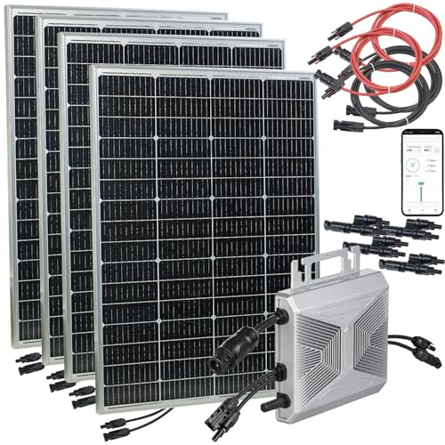 revolt Balkonsolarpanel: 600W (4x150W) MPPT-Balkon-Solaranlage + 800W On-Grid-Wechselrichter (Solarpanele mit Wechselrichter, Solaranlage Zubehör, Kraftanlagen)