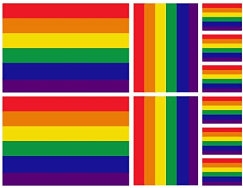 Samunshi® Aufkleber Regenbogenfahne Set Autoaufkleber 10 Flaggen Set | Peace Pride LGBTQ | Sticker Auto Fahrrad Motorrad 15cm Set Regenbogenfahne