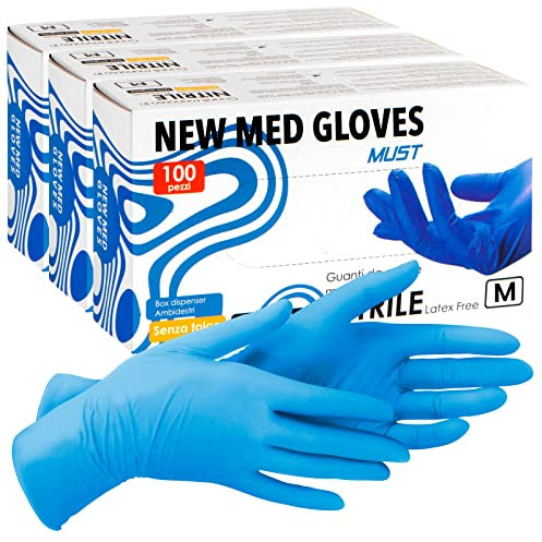 Eurocali 300 Guanti Blu Nitrile Monouso 3,5gr Non Sterili Senza Lattice e Senza Talco per Pelli Sensibili Colore Blu Taglia M