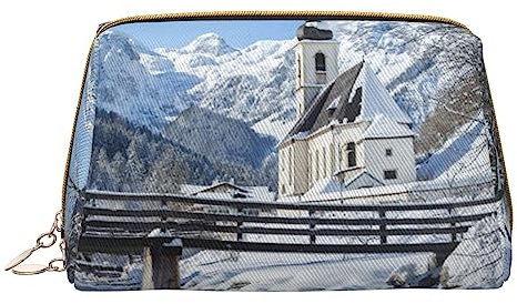 Süße Cupcake Leder Make-up Tasche Kleine Reise Kosmetiktasche mit Reißverschluss Make Up Tasche für Frauen, Winterlandschaft in den bayerischen Alpen, Einheitsgröße