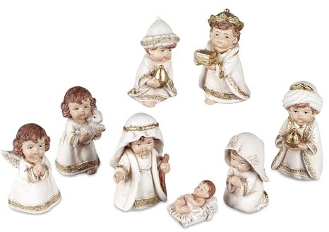 Generisch Krippenfiguren 8er Set | Kinderkrippe Krippe Weihnachtskrippe | 7 cm | Weihnachten