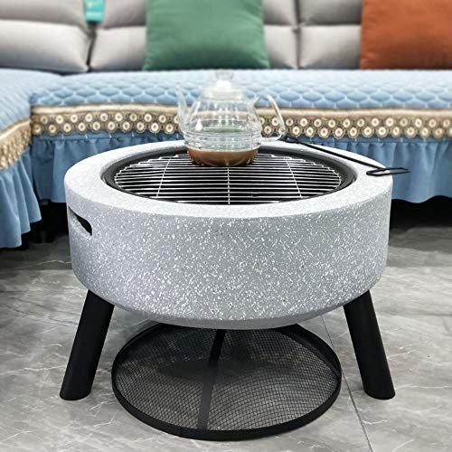 Große Feuerschale, Grill, Feuerstelle, Holzgrills mit Netz-Funkenschutz und Hebehaken, Smoker-BBQ-Grill