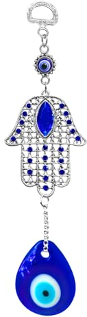 Peili Blauer Evil Eye Wandbehang Anhänger Dekor, türkisches Nazar Böse Augen Amulett Raumdekoration für Hausschutz (Hamsa)
