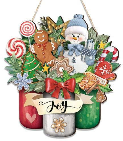 Boao Weihnachts-Wand-Türschild, Dekoration, Schneemann, Türhänger, Dekoration, Winter-Holzschild für Weihnachten, Winterferien, Veranda, Haustür, Zuhause, Küche, Wanddekoration