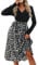 CUPSHE Women's Maxi Dress V Neck Long Sleeve Tie Belt A-Line Casual Dress Party Cocktail Midi Skater Dress Apricot Leopard XL