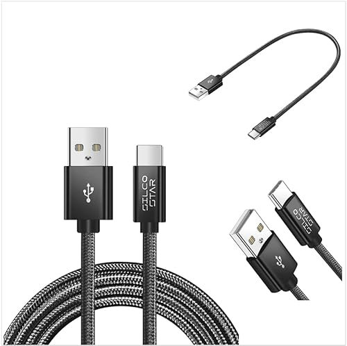 SILCOSTAR USB-C 3 Pack (30cm/1m/2m) Type C Nylon Braided Sync Fast Charging Cable For Samsung Galaxy Tab S9 (11).Tab S9+ (12.4). Tab S9 Ultra (14.6). Tab S9FE (10.9).Tab S9FE+ (12.4)