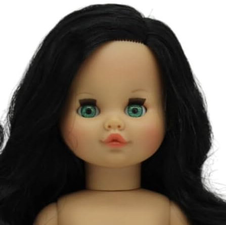 Folk Artesanía Puppe aus der Kollektion Sintra nackt, 40 cm, langes gewelltes Haar, Original 01-NV