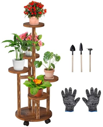 Wuciray Porte Plante Interieur Bois Étagère à Plantes 6 Niveaux Support Pot De Fleurs Meuble Pour Pots De Fleurs Pupport Pour Plantes D'intérieur Support Plusieurs Plantes