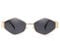 Laurinny Trendy Retro Sonnenbrille für Damen Herren Vintage Hexagonal Metallrahmen Polygon Sonnenbrillen Metall Brille(Gold/Grau)
