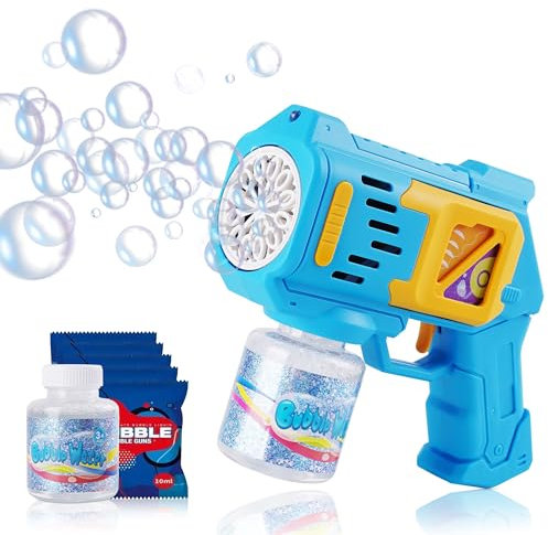 FRITEAPA Kinder Seifenblasenpistole, Seifenblasenmaschine Seifenblasen Pistole Spielzeug Mit Seifenblasen Flüssigkeit, Gartenspielzeug, Hochzeit, Outdoor Party Geburtstag Mädchen Junge Geschenk (Blau)