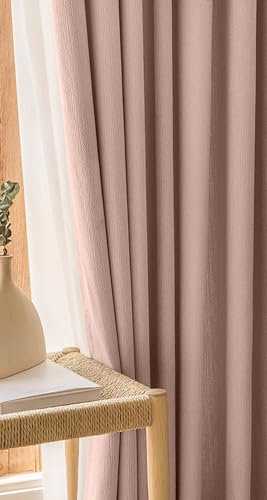 Whoiy Tenda oscurante per finestra in tinta unita con occhielli per camera da letto, soggiorno, tenda oscurante in ciniglia jacquard, 2 pezzi, moderna, altezza 115 x larghezza 86 cm