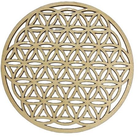 Fleur de vie en bois pour recharger les pierres naturelles ou dessous de verre : 10 ou 20 cm (20 cm)