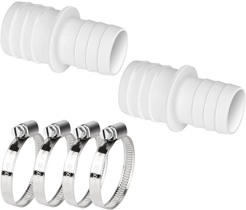 Adaptador Manguera Piscina 32 mm a 38 mm, Kit de Conexión de Mangueras, Conectores de Manguera, Adaptador Tubo Piscina, Boquilla de Manguera Doble, Conectores Manguera con 4 Abrazaderas de Manguera
