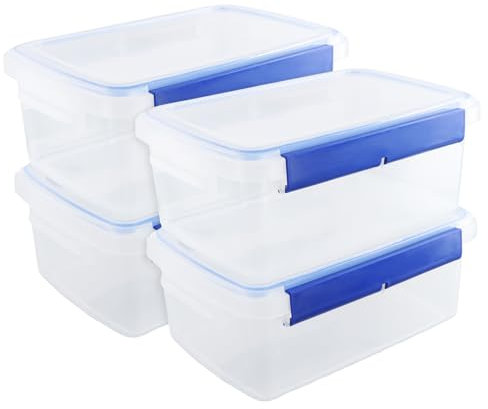 Jinlaili 4 Pezzi Contenitori Ermetici per Alimenti con coperchio da 3L, in rettangolari plastica Contenitori Per Alimenti senza BPA, Congelatore e Microonde, Adatto a Frigorifero, Freezer, Microonde