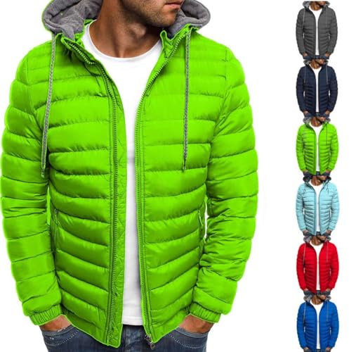 RLEHJN Daunenjacke Herren Winter, Steppjacke Herren Leichte Sale Wattierte Winterjacke mit Kordelzug Outdoor, Softshelljacke Baumwolle Kleidung, Übergangsjacke für Wandern Reisen Treking Fahrrad