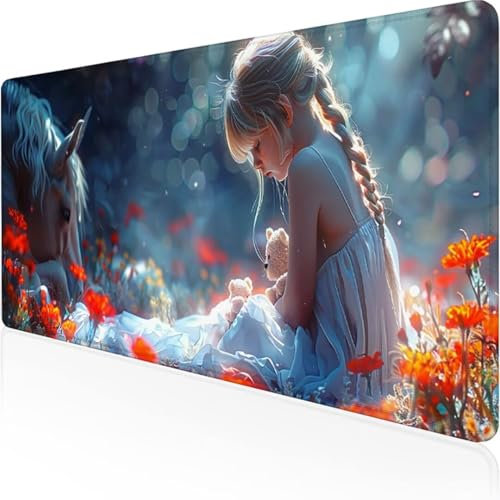 Speed Gaming Mauspad 1200 x 600mm, XXL Mousepad, Tischunterlage Large Size Groß, verbessert Präzision und Geschwindigkeit, abwaschbar - für Microsoft Maus und Tastatur Pferd MäDchen