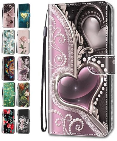 Handyhülle für Samsung Galaxy S10 Plus Hülle Muster Lederhülle Klapphülle Tasche Flip Case Cover Schutzhülle mit Kartenfach Handytasche - Doppelte Liebe