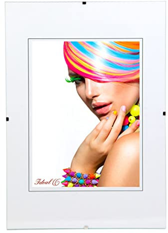 IDEAL TREND Rahmenlos Bildhalter Klarglas Bilderrahmen Wanddeko Collage Poster Clip Rahmen: Format: 40x40