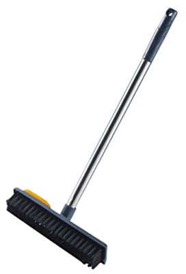 KOMBIUDA Bodenschrubberbürste Mit Fugenbürste 38 cm Griff Teleskop Zum Entfernen Von Tierhaaren Ideal Für Fliesen- Und Hartholzböden