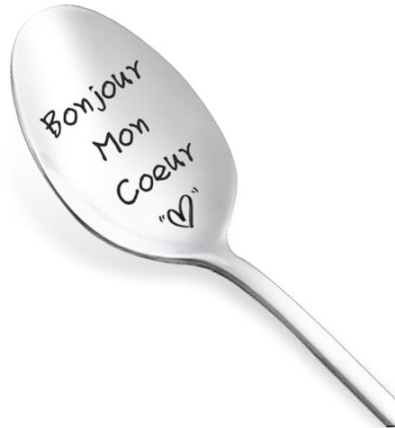 Yontree Cadeau Personnalisé pour Copain Copine Saint Valentin Cuillère à Dessert Cadeau Homme Femme pour Anniversaire Fête Noël