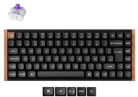 Keychron K2 HE TKL DE-ISO Layout Wireless Mechanische Tastatur mit Magnet-Schaltern & Hot-Swap - Bluetooth/2.4GHz/USB-C, RGB-Beleuchtung QMK-Programmierung für Mac/Win, Holzdesign