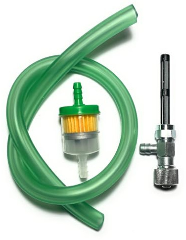 Kit Tubo Benzina con Filtro e Rubinetto per Piaggio Ape Car, 3 Pezzi, Verde
