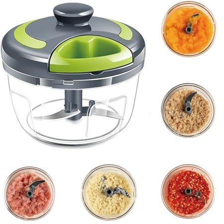 Zwiebelschneider, Zwiebelschneider mit Seilzug, Grün Zwiebel Zerkleinerer, Gemüseschneider Haushalt Kordelzug Design, Handbuch Gemüsehacker, Shredder Fleischmixer, Küchenbedarf 500ML