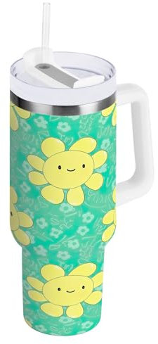 RPLIFE Kawaii Chibi - Vaso de acero inoxidable, vaso de café helado con pajita