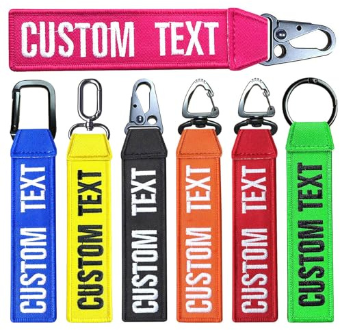 Personalized Keyring Tags, Custom Double Sided Embroidery Luggage Tags | Embroidered Name Text Keychain Keyring for Car Key, Gift Keychain Tag for Travellers Friend Family