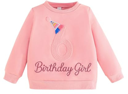 Yoolhamy Baby Mädchen Geburtstag Sweatshirt für Kinder Outfits T Shirt Brief Stickerei Pullover Kleidung für Kleinkind Geburtstag Geschenk Top